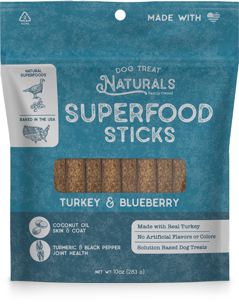 Dog Treat Naturals Turkey & Blueberry Superfood Sticks