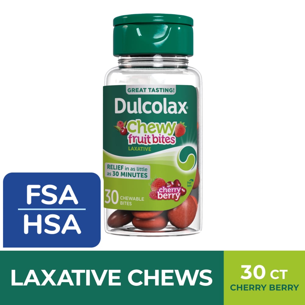 Dulcolax Saline Laxative Chewy Fruit Bites Constipation Relief Cherry Berry Magnesium Hydroxide