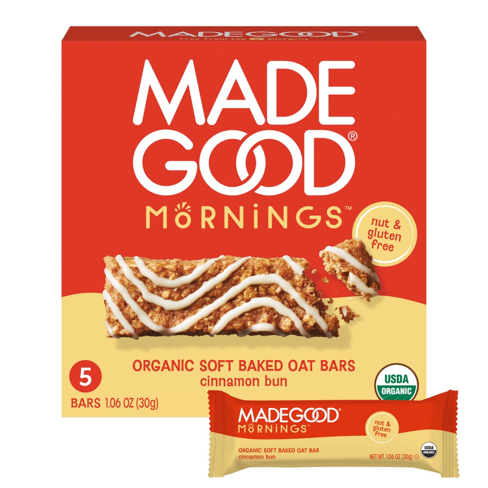 MadeGood™ Mornings Cinnamon Bun Soft Baked Oat Bars 5pk