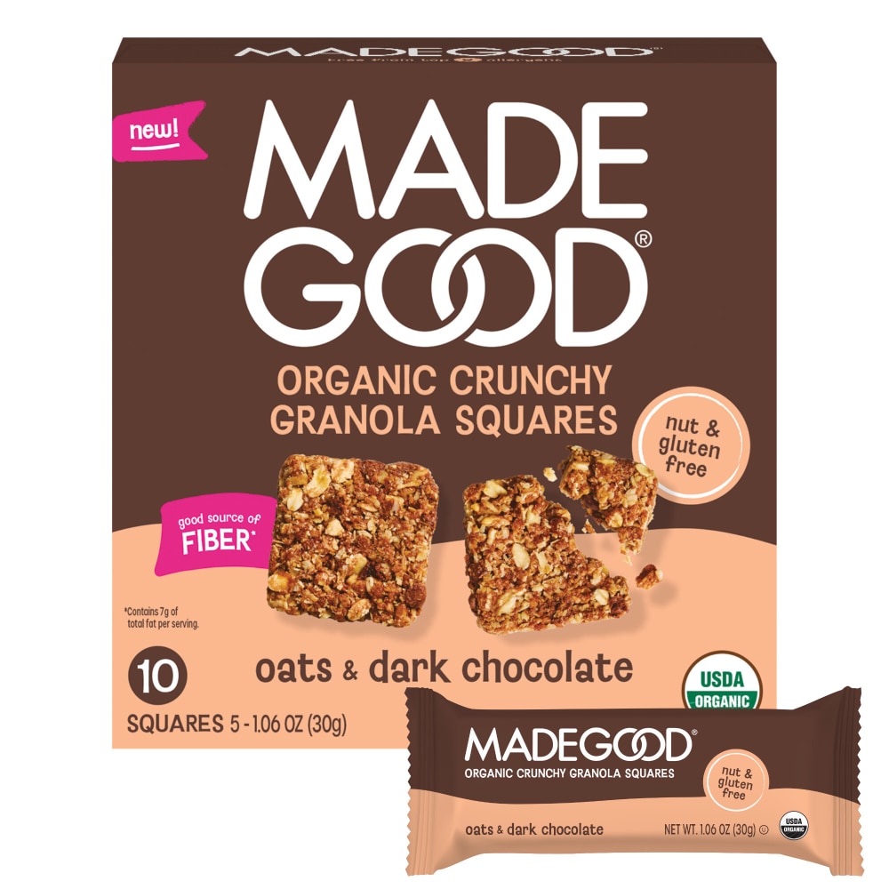 MadeGood Oats & Dark Chocolate Crunchy Squares