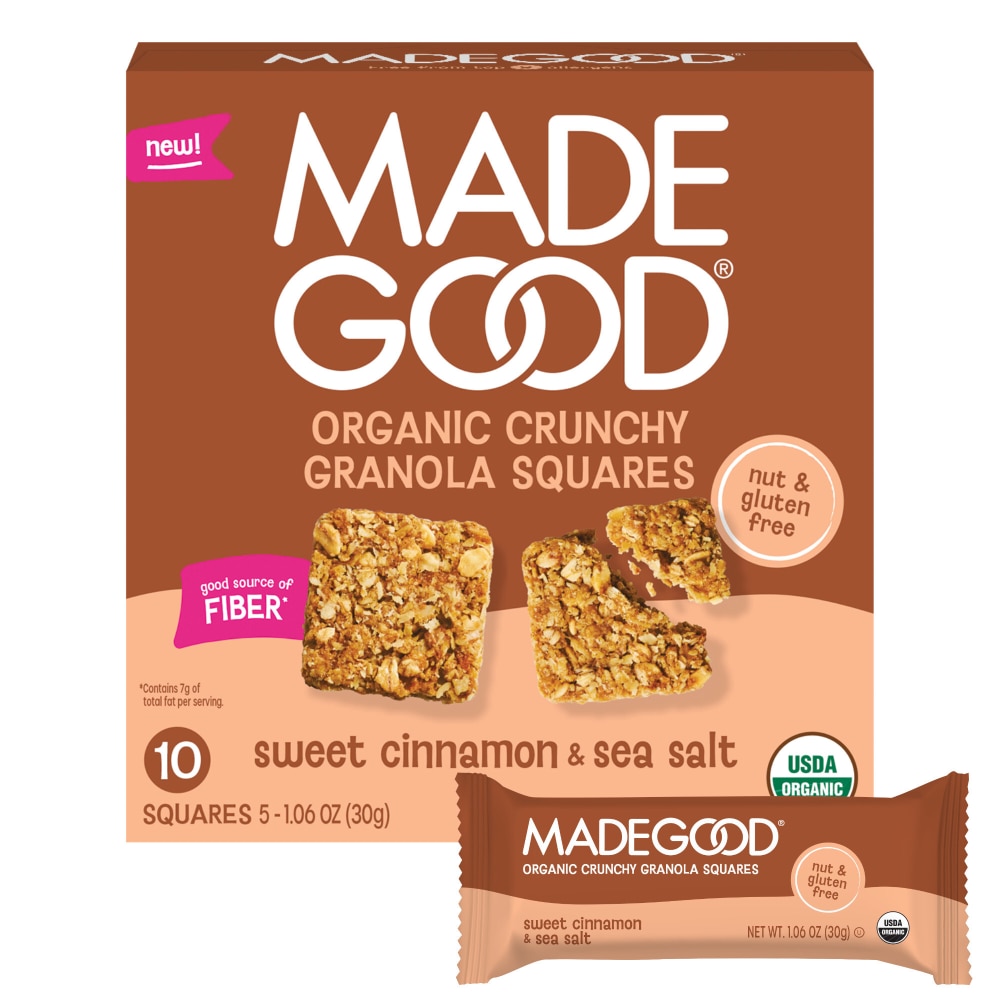 MadeGood Sweet Cinnamon & Sea Salt Crunchy Squares