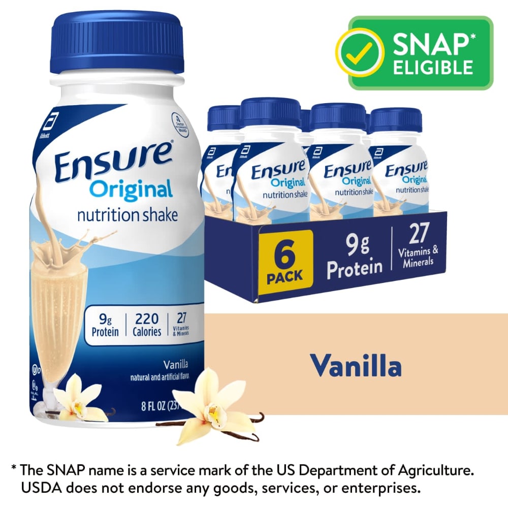 Ensure Original Vanilla Nutrition Shake | Small Meal Replacement Shake | 8 fl oz – 6 Pack