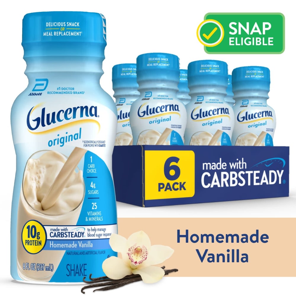 Glucerna Original Nutritional Shake, Homemade Vanilla, 8-fl-oz, 6 Count