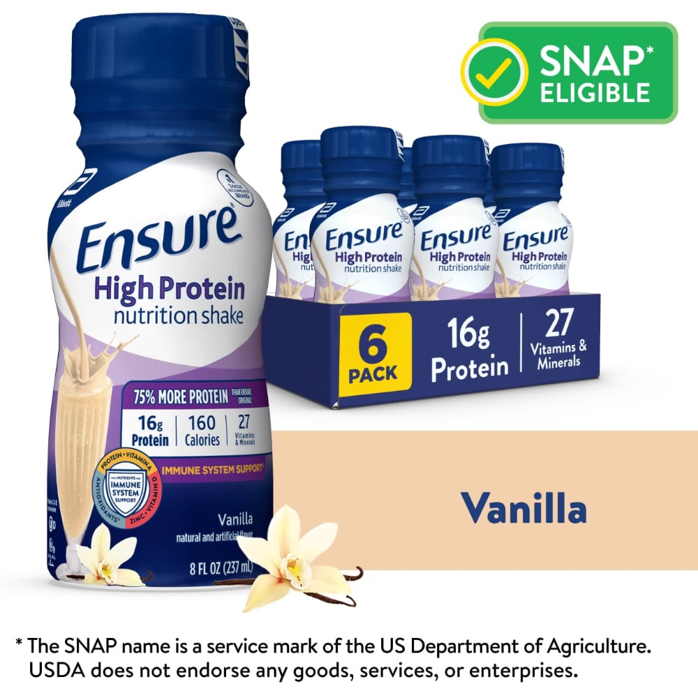 Ensure High Protein Vanilla Nutrition Shake | 8 fl oz, 6 Pack