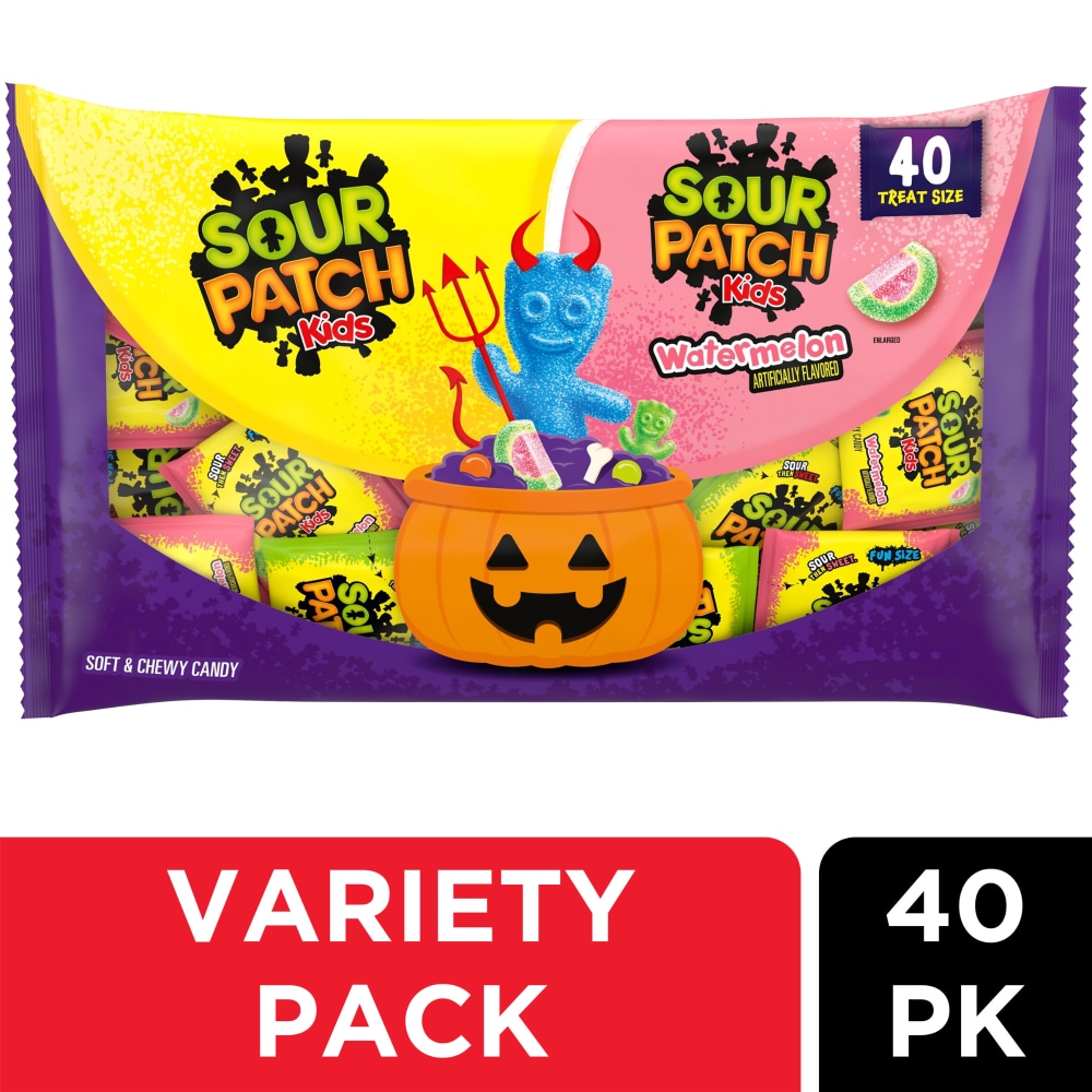 SOUR PATCH KIDS Original & Watermelon Soft & Chewy Gummy Halloween Candy Variety Pack
