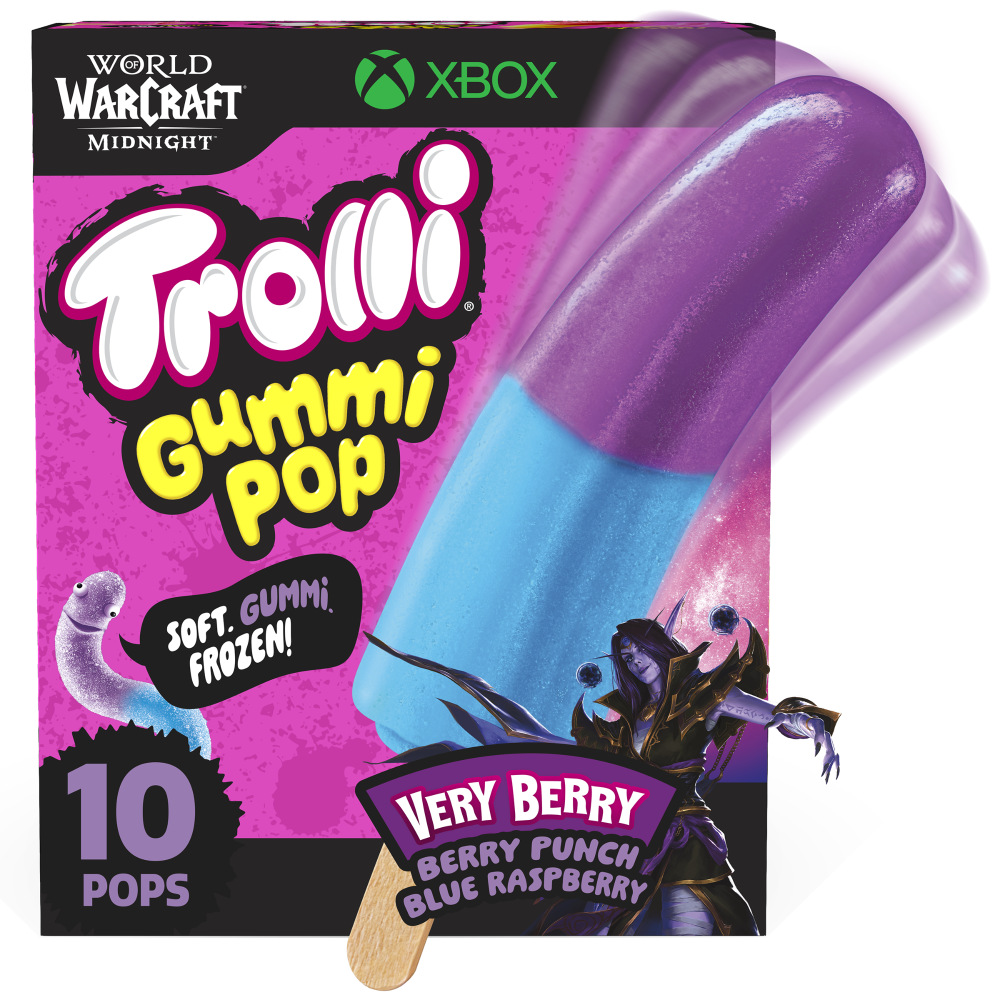 Trolli Frozen Gummi Pops Sour Gummy Candy Frozen Snacks, Very Berry, 10 count