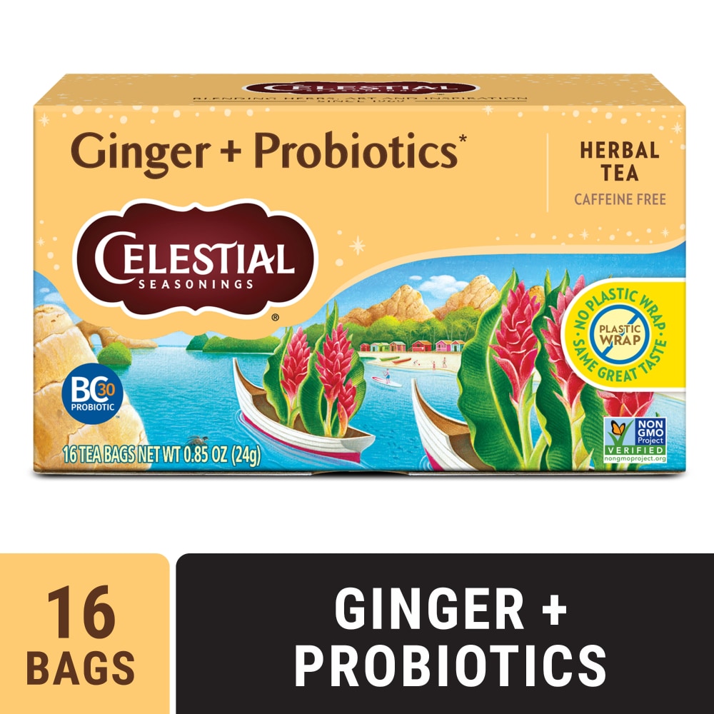Celestial Seasonings Caffeine Free Ginger + Probiotics Herbal Tea