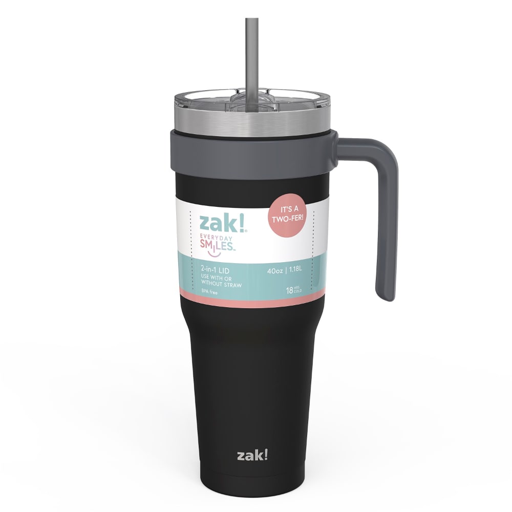 Zak! Designs Stainless Steel Double Wall Waverly Tumbler – Ebony Black