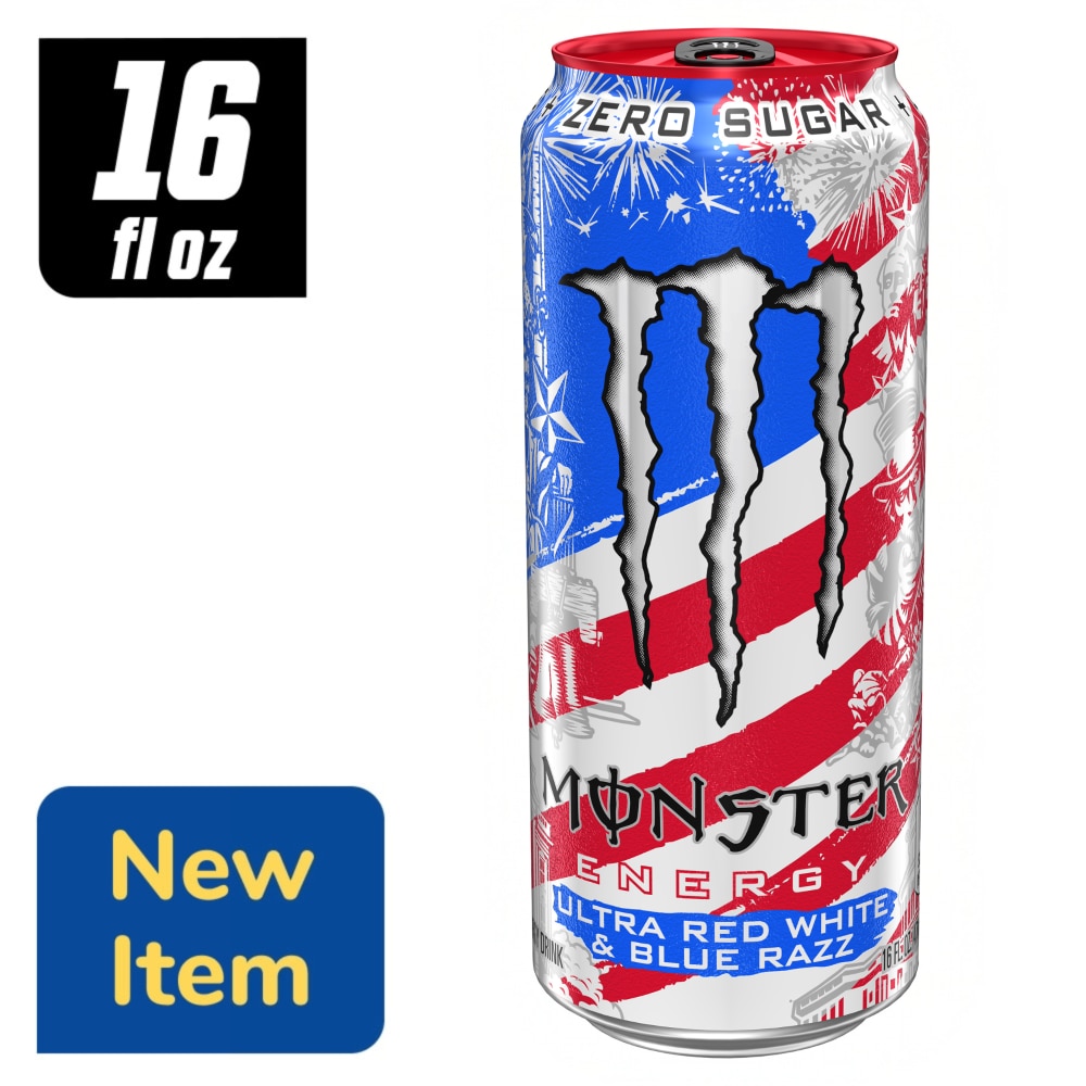 Monster® Zero Sugar Ultra Red White & Blue Razz Energy Drink Can
