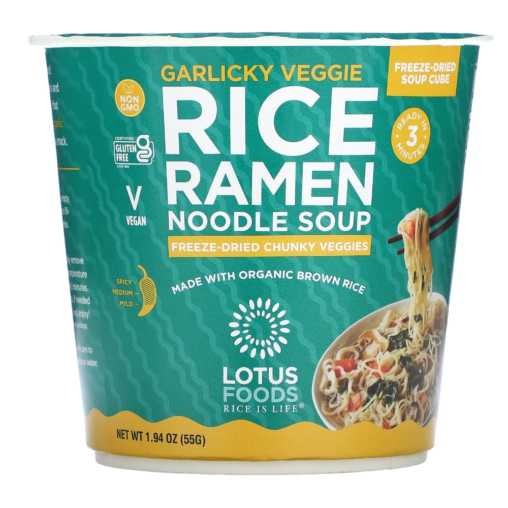 Lotus Foods Rice Ramen Noodle Soup Garlicky Veggie – 1.94 oz (55 g)