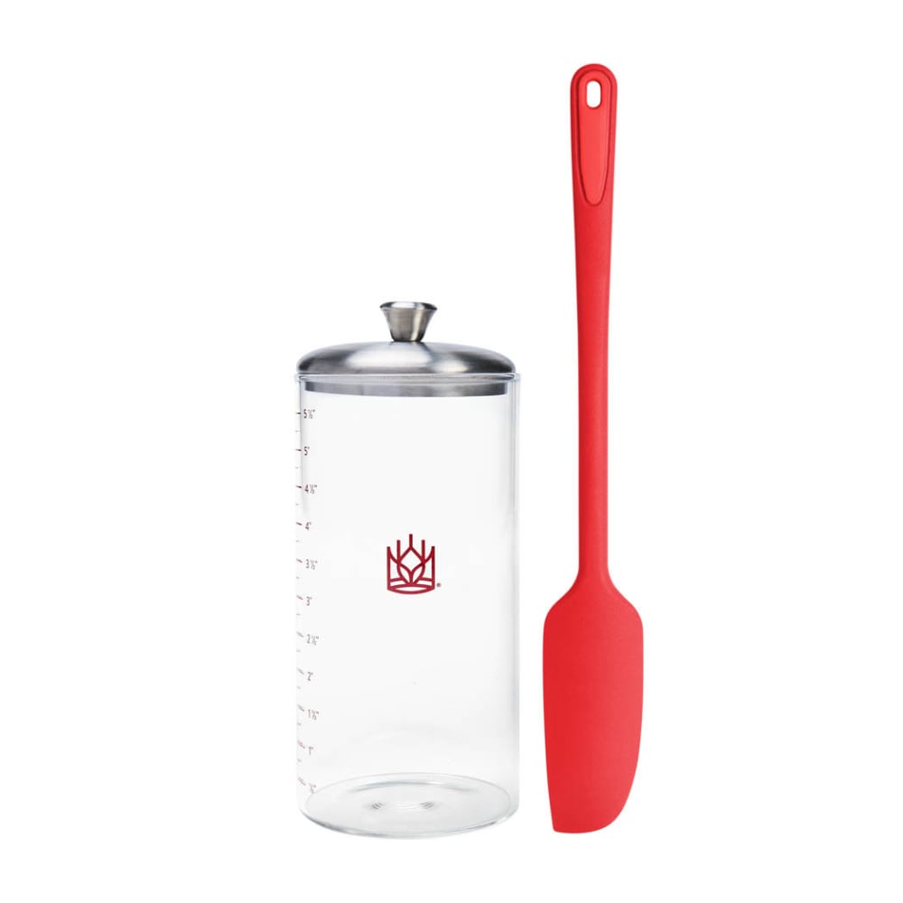 King Arthur Baking Company 1-Pint Capacity Petite Glass Sourdough Storage Crock With Lid And Spatula
