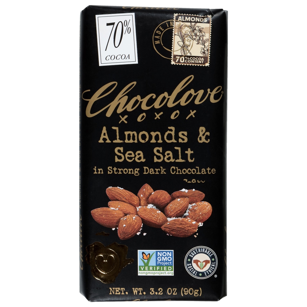 Chocolove Almonds & Sea Salt in Strong Dark Chocolate Bar
