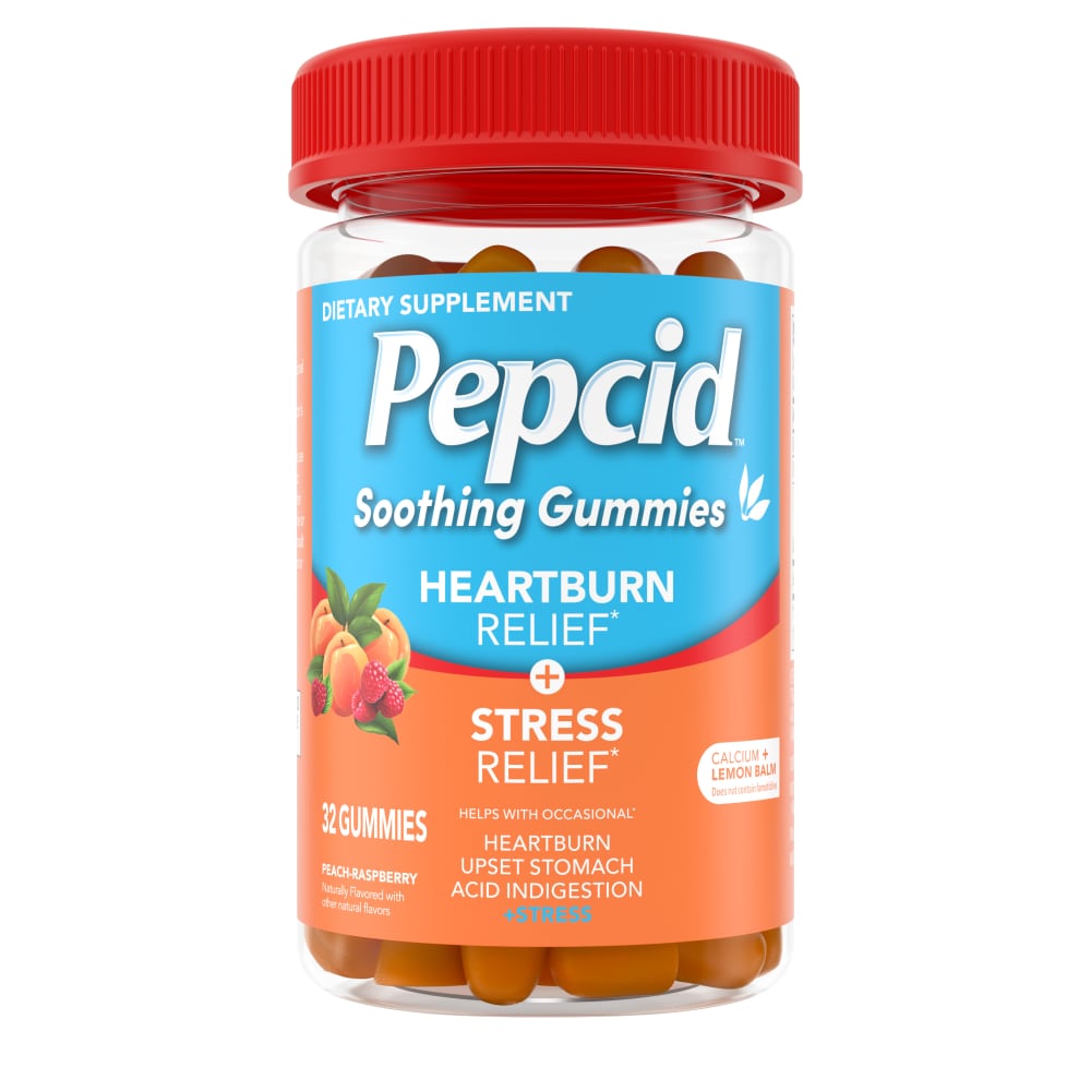 Pepcid Soothing Gummies, Heartburn + Stress, Peach-Raspberry