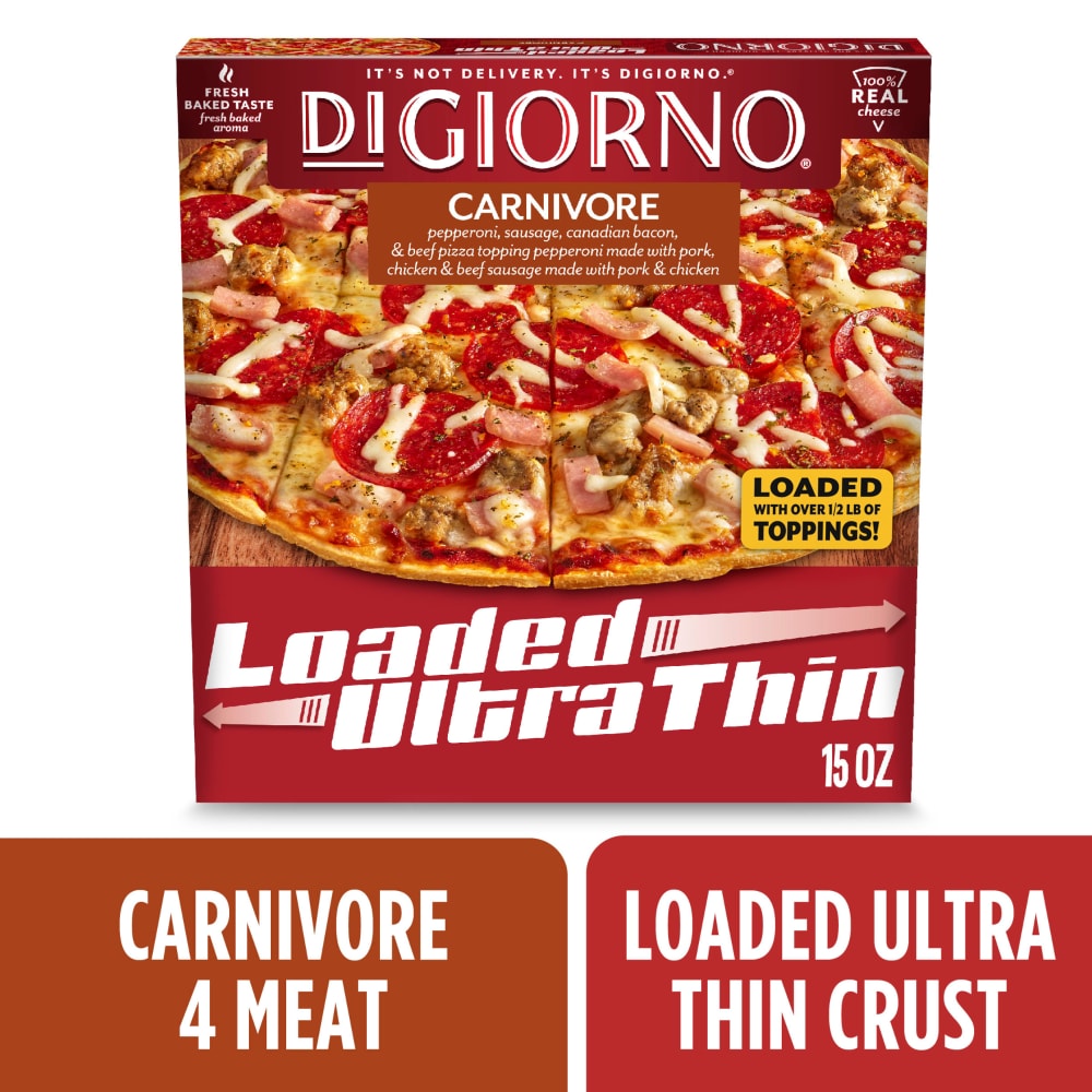 Digiorno Carnivore 4 Meat Loaded Ultra Thin Crust Frozen Pizza