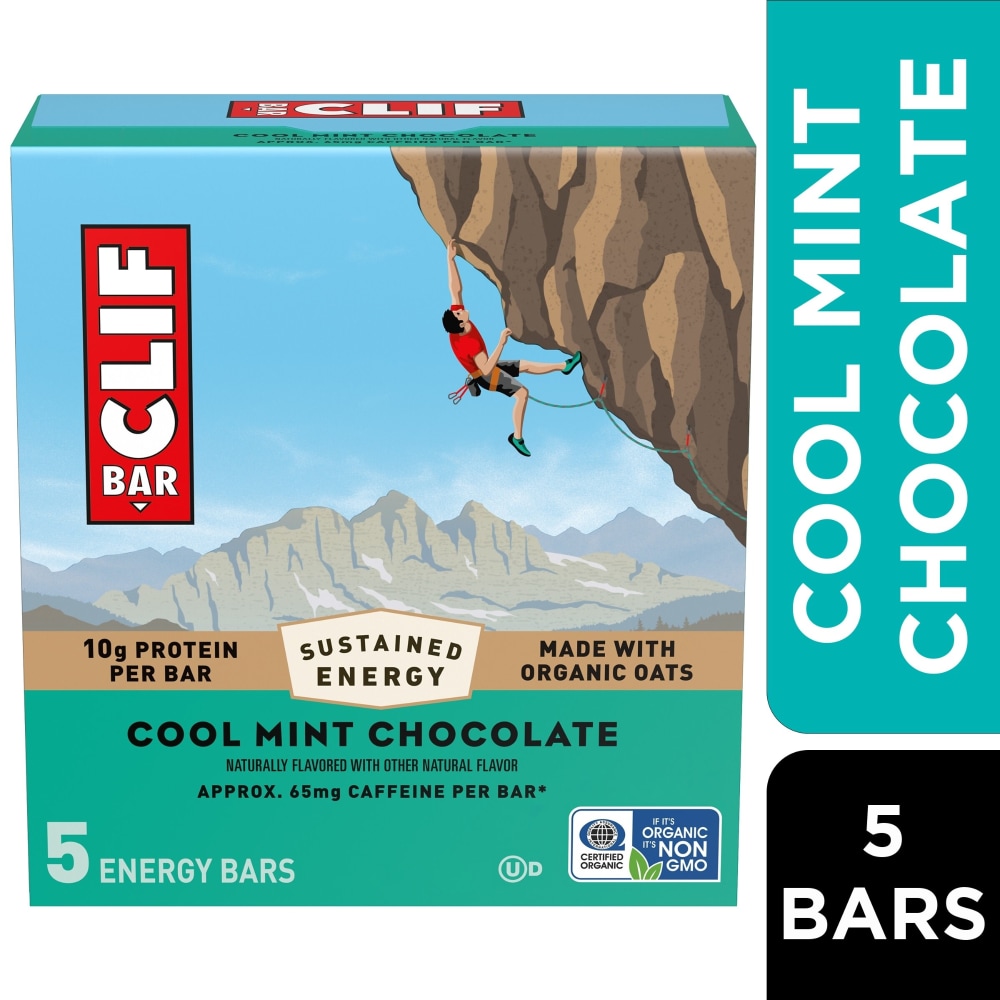 CLIF BAR Cool Mint Chocolate with Caffeine Energy Protein Bars