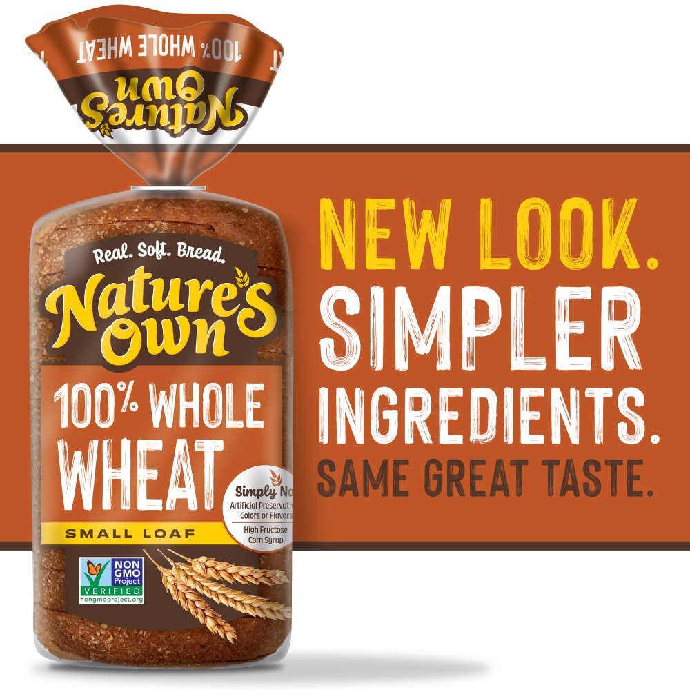 Nature’s Own 100% Whole Wheat, Non-GMO Small Loaf Bread, Sandwich Bread, 12 oz Loaf