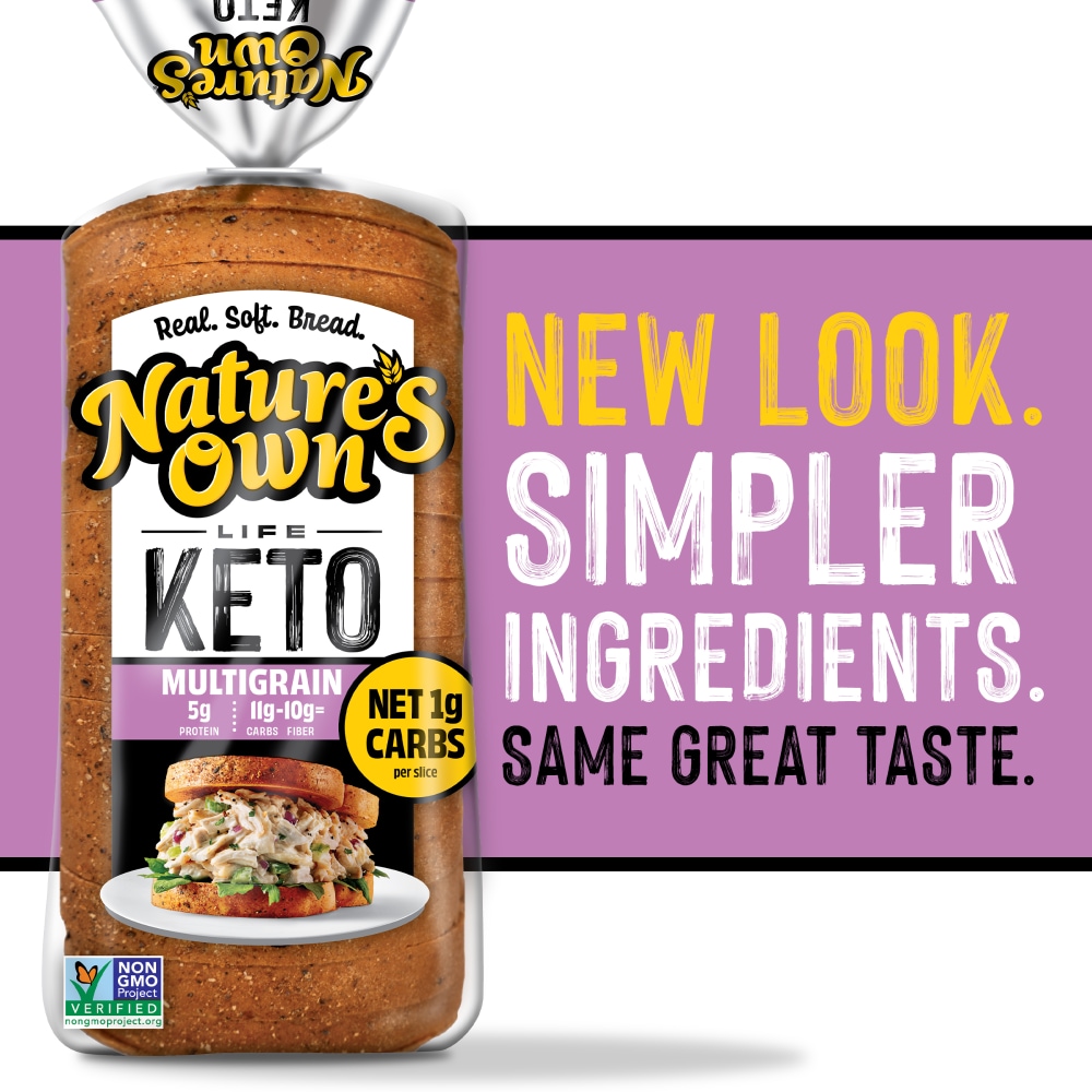 Nature’s Own Life Keto Multigrain Bread, Net 1 Carb Non-GMO Sliced Multigrain Keto Bread, 16 oz Loaf