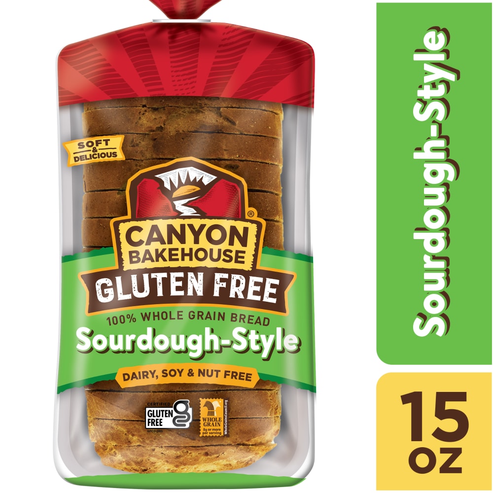 Canyon Bakehouse Gluten Free Sourdough-Style Bread, Whole Grain Gluten Free Bread, Fresh,15 oz Loaf