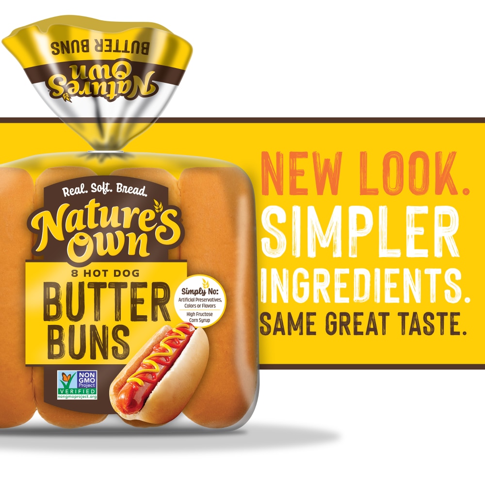 Nature’s Own Butter Buns Hot Dog Buns, Non-GMO Hot Dog Buns, 8 Count