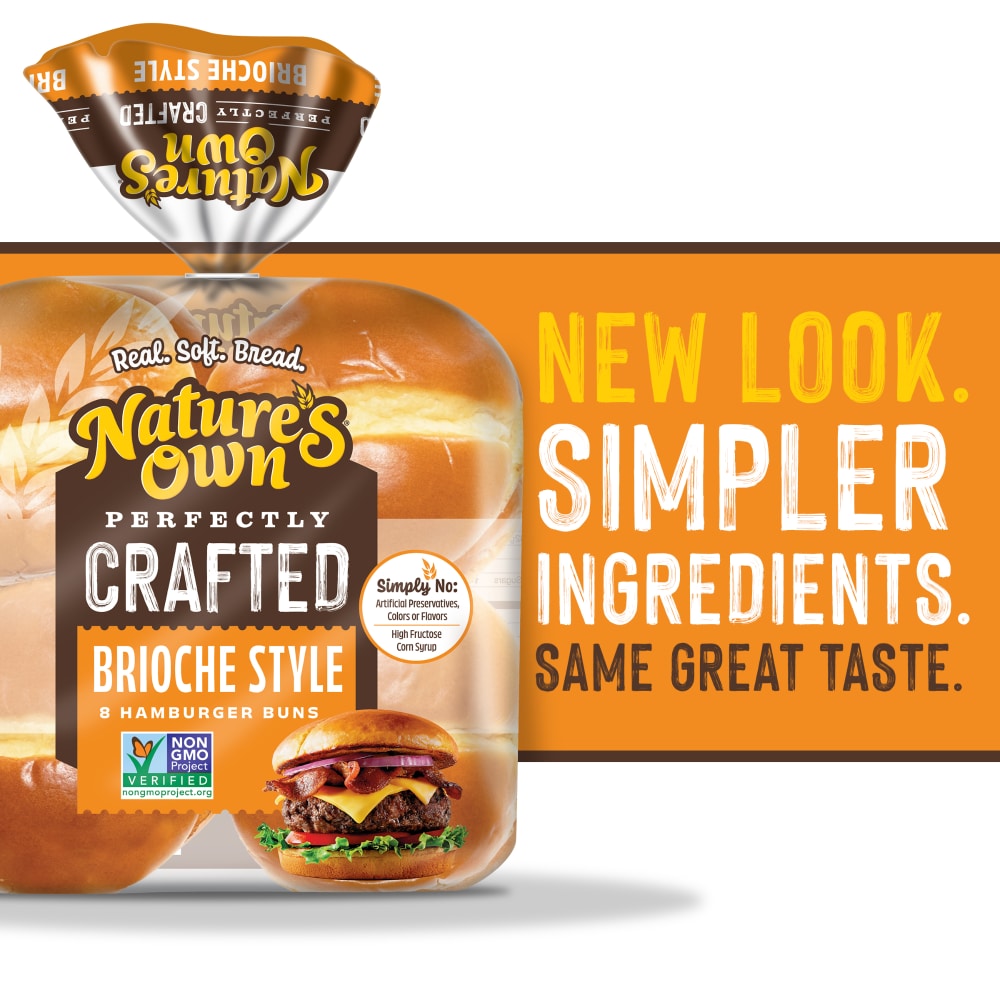 Nature’s Own Perfectly Crafted Non-GMO Brioche Style Hamburger Buns