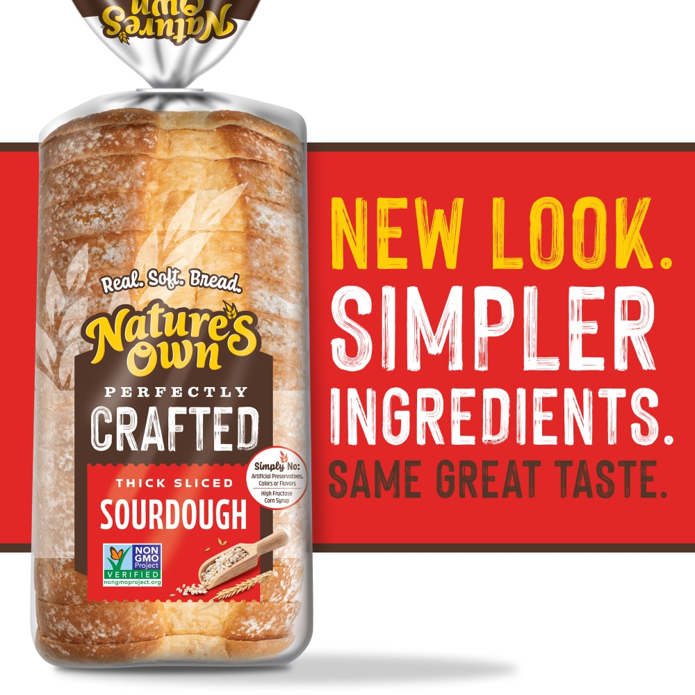 Nature’s Own Perfectly Crafted Sourdough Bread, Thick Sliced Non-GMO Sourdough Bread