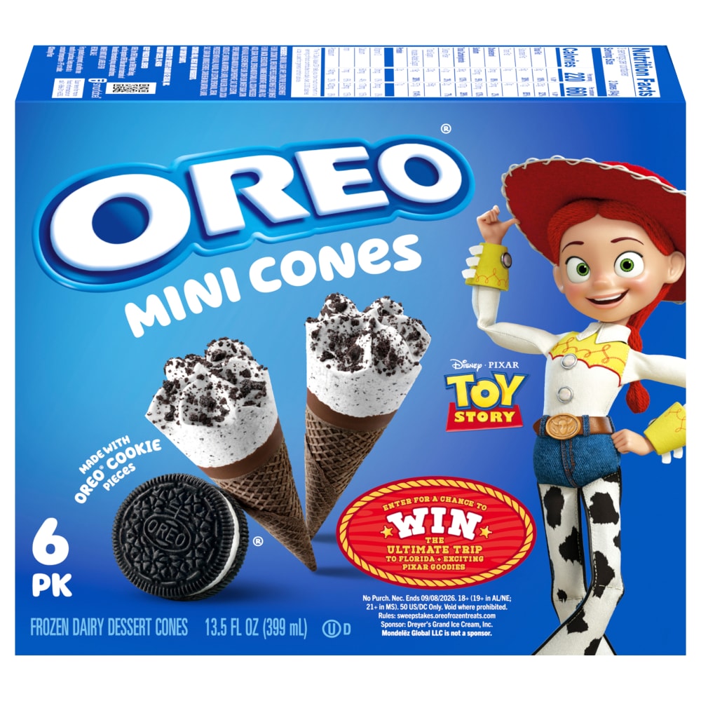 Oreo Mini Cones Toy Story Frozen Dairy Dessert Bars 6 Pack 13.5 Oz