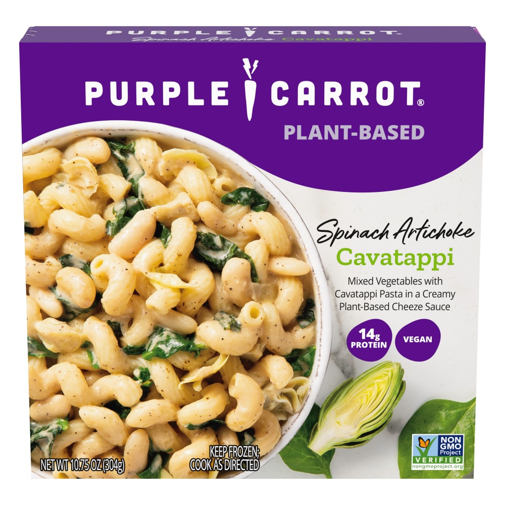 Purple Carrot Spinach Artichoke Cavatappi