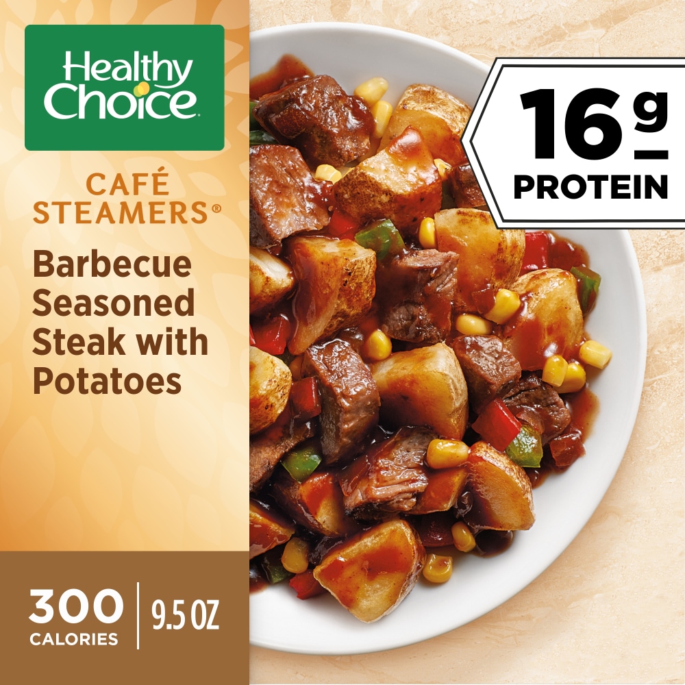 Healthy Choice Cafe Steamers Barbecue Seasoned Steak With Potatoes, Frozen Meal