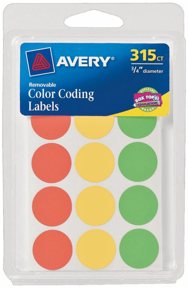Avery® Removable Color Coding Round Labels – 315 Pack – Multi-Color – 0.75 Inch
