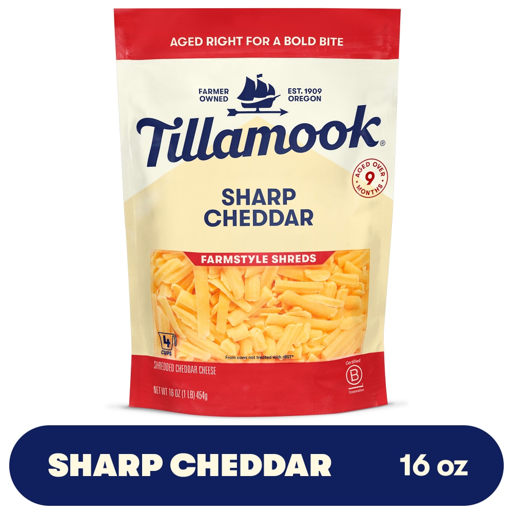 Tillamook® Sharp Cheddar Shredded Cheese Farmstyle