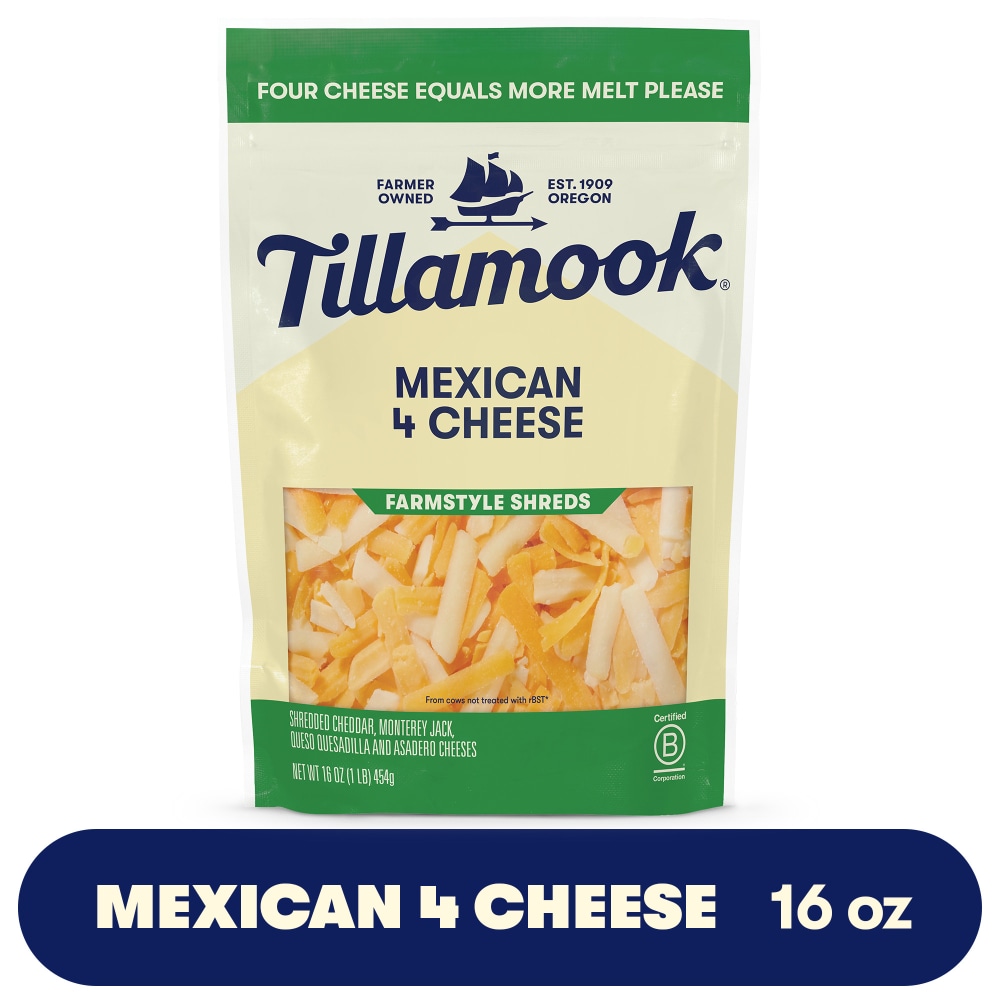 Tillamook® Mexican 4 Cheese Blend Shredded Cheese Farmstyle