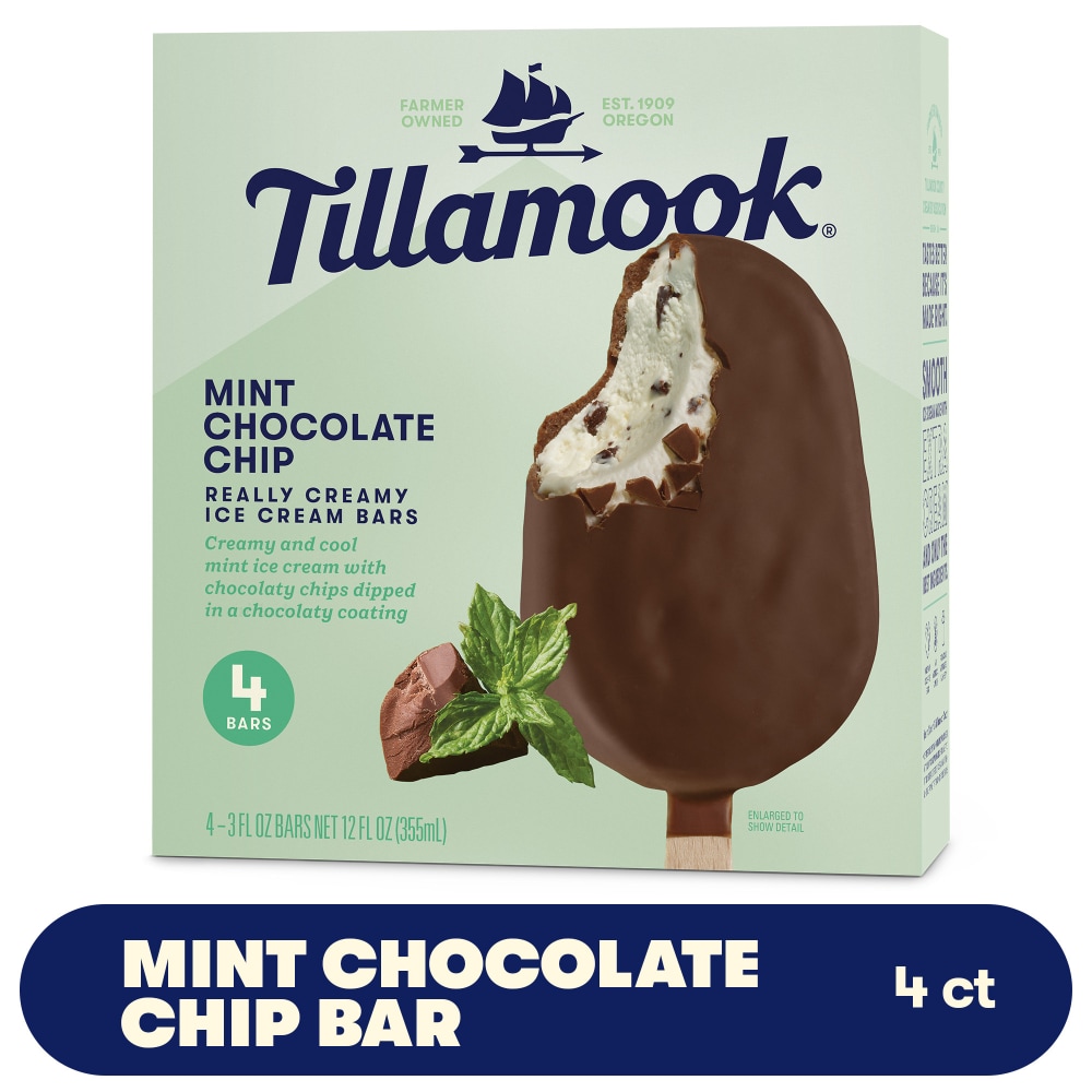 Tillamook® Mint Chocolate Chip Ice Cream Bars 4 – 3 fl oz Bars