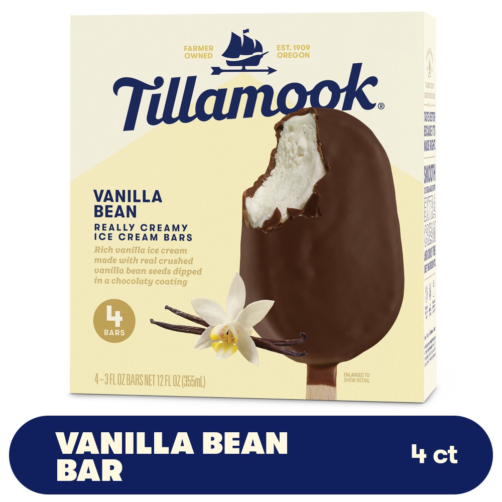 Tillamook® Vanilla Bean Ice Cream Bars 4 – 3 fl oz Bars