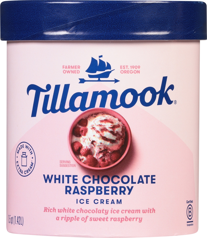 Tillamook White Chocolate Raspberry Ice Cream, 48oz