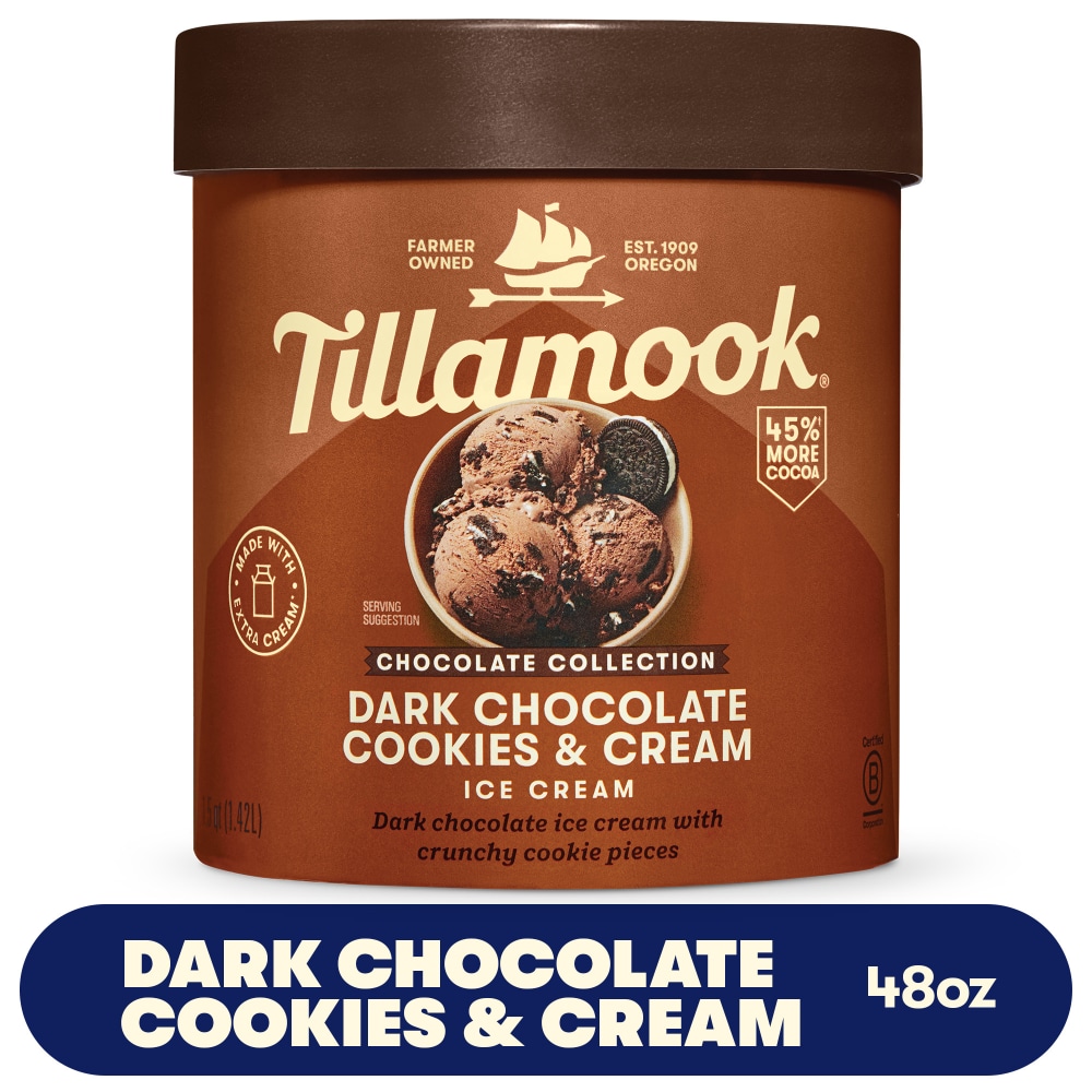 Tillamook® Chocolate Collection Dark Chocolate Cookies & Cream Ice Cream Tub