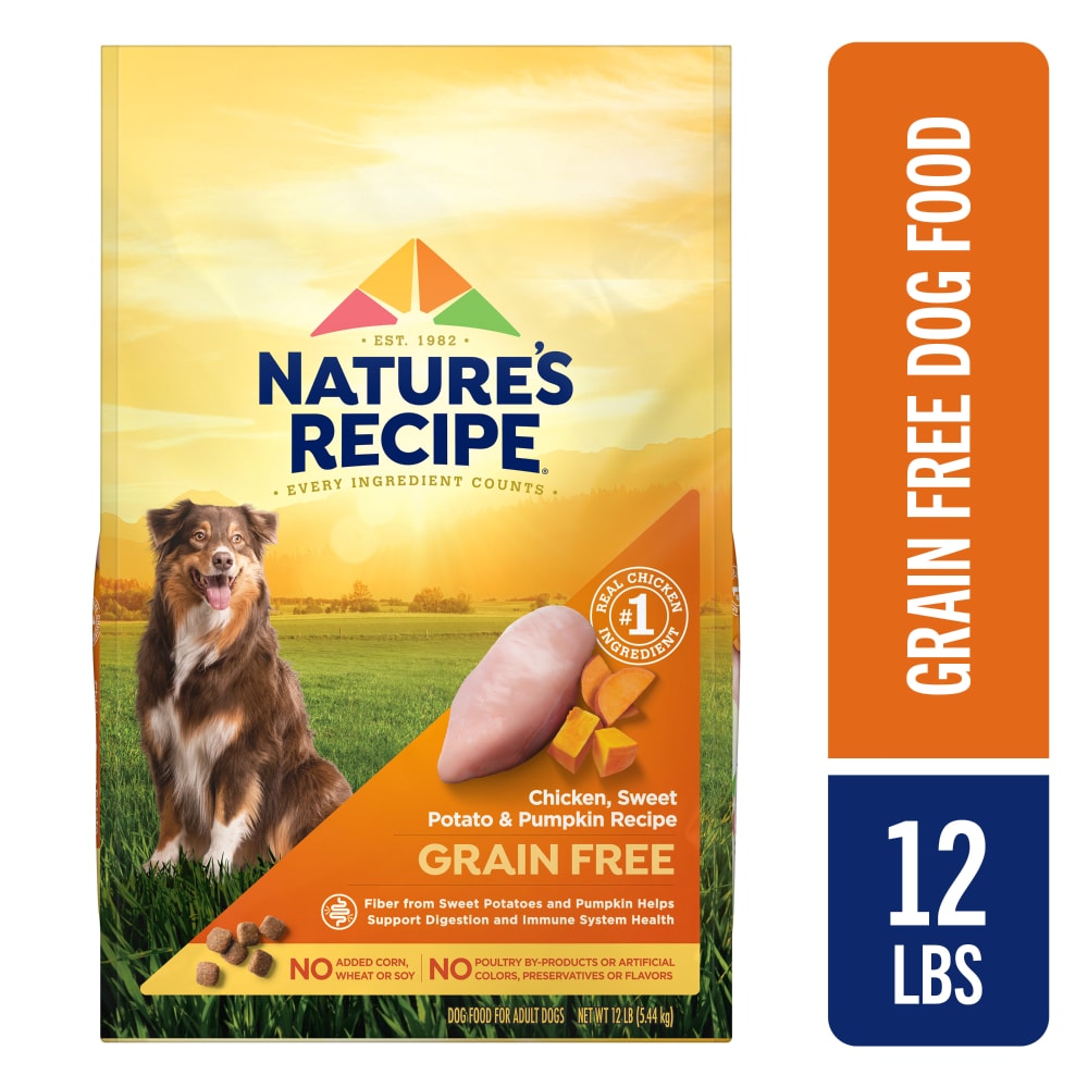 Nature’s Recipe Grain Free Chicken, Sweet Potato & Pumpkin Recipe Dry Dog Food, 12 lb. Bag