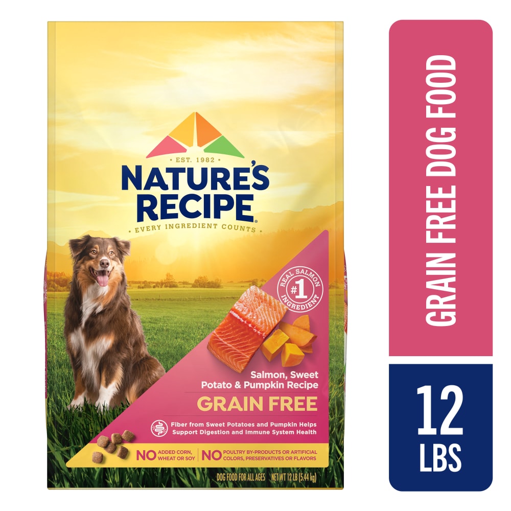 Nature’s Recipe Grain Free Salmon, Sweet Potato & Pumpkin Recipe Dry Dog Food, 12 lb. Bag
