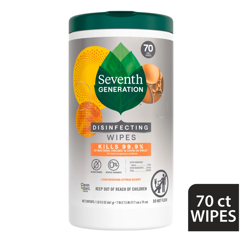 Seventh Generation Lemongrass Citrus Disinfectant Wipes