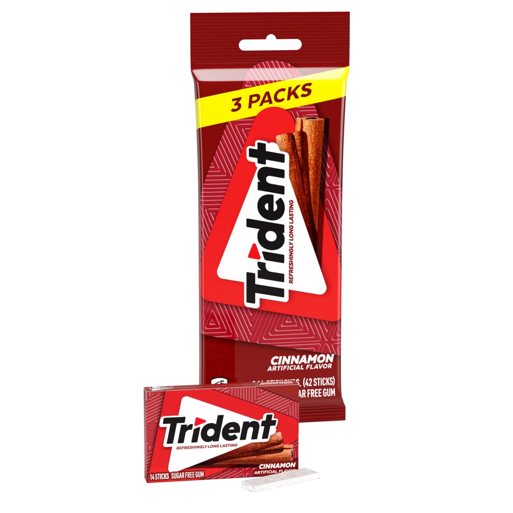 Trident Cinnamon Flavored Sugar Free Chewing Gum Sticks with Xylitol Wallet Pack – 3pk (14ct Each)