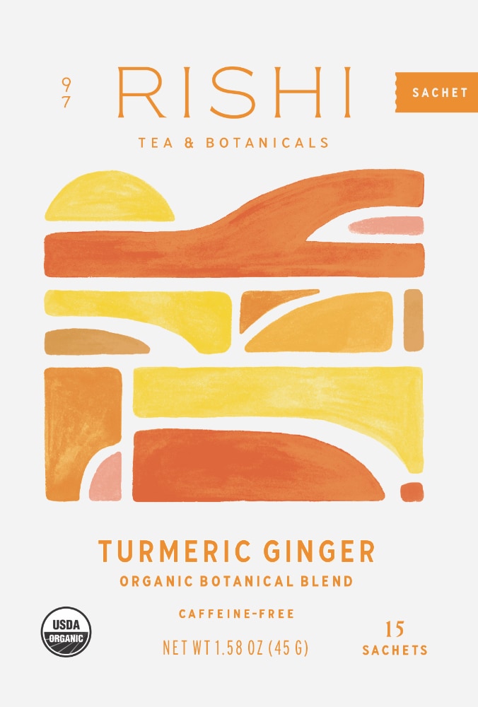 Rishi Tea Turmeric Ginger Organic Botanical Blend Tea Sachets