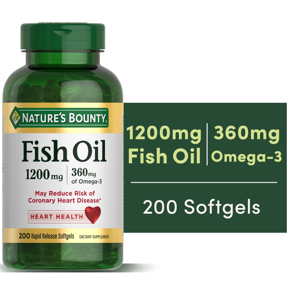 Nature’s Bounty Fish Oil Omega 3 Supports Heart Health Softgels, 1200 Mg