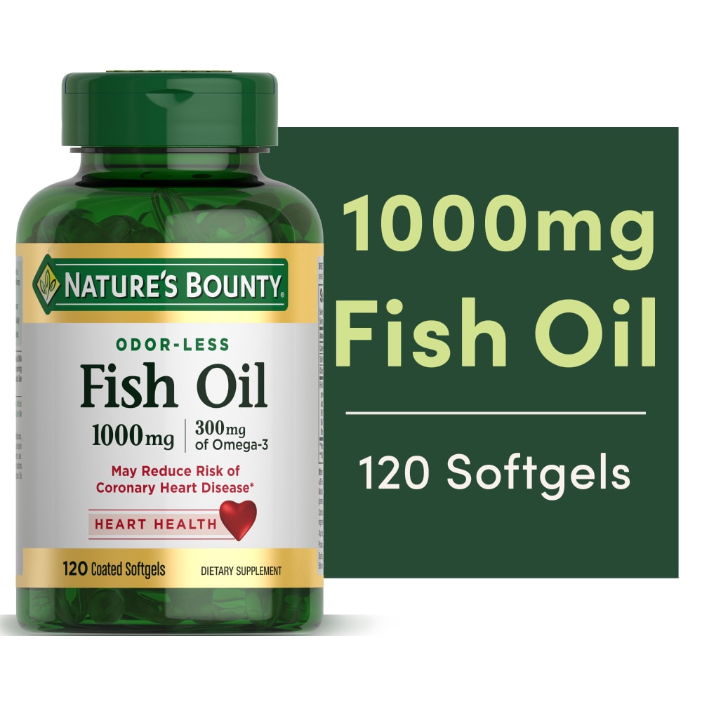 Nature’s Bounty Fish Oil with Omega 3 Supports Heart Health Softgels, 1000 Mg