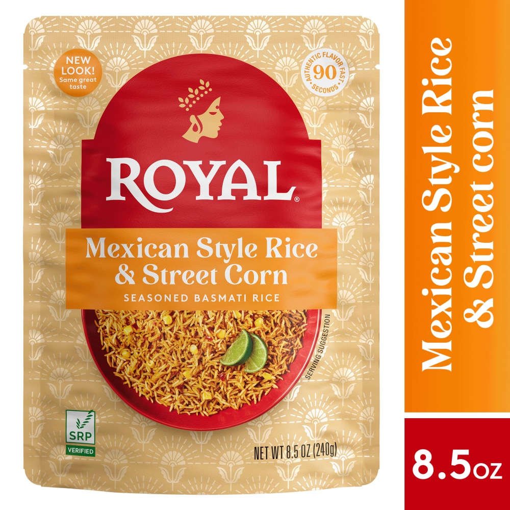 Royal Mexican Rice and Street Corn – Ready-to-Heat Basmati Rice – 8.5 oz Microwavable Pouch.