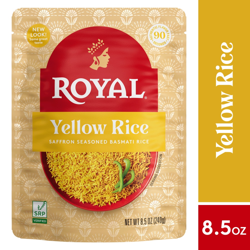 Royal Yellow Saffron Basmati Rice – Ready to Heat Basmati Rice – 8.5 oz Microwaveable Pouch