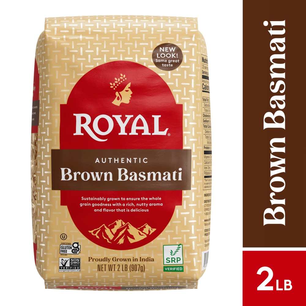 Royal Brown Basmati Rice – Authentic Long Grain Basmati Rice – 2 lb Bag