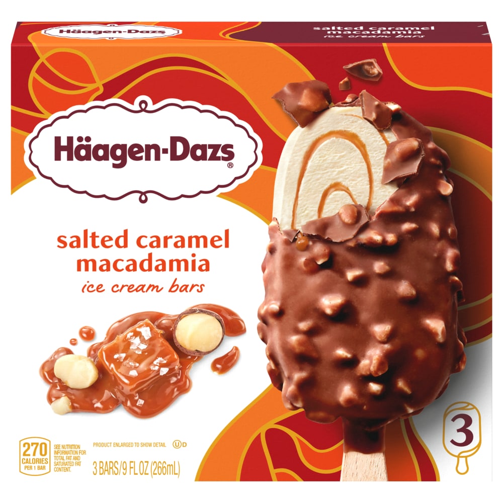Haagen-Dazs Salted Caramel Macadamia Nut Ice Cream Bars, 3 Count
