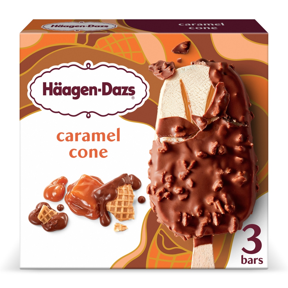 Haagen-Dazs Caramel Cone Ice Cream Bars, 3 Count