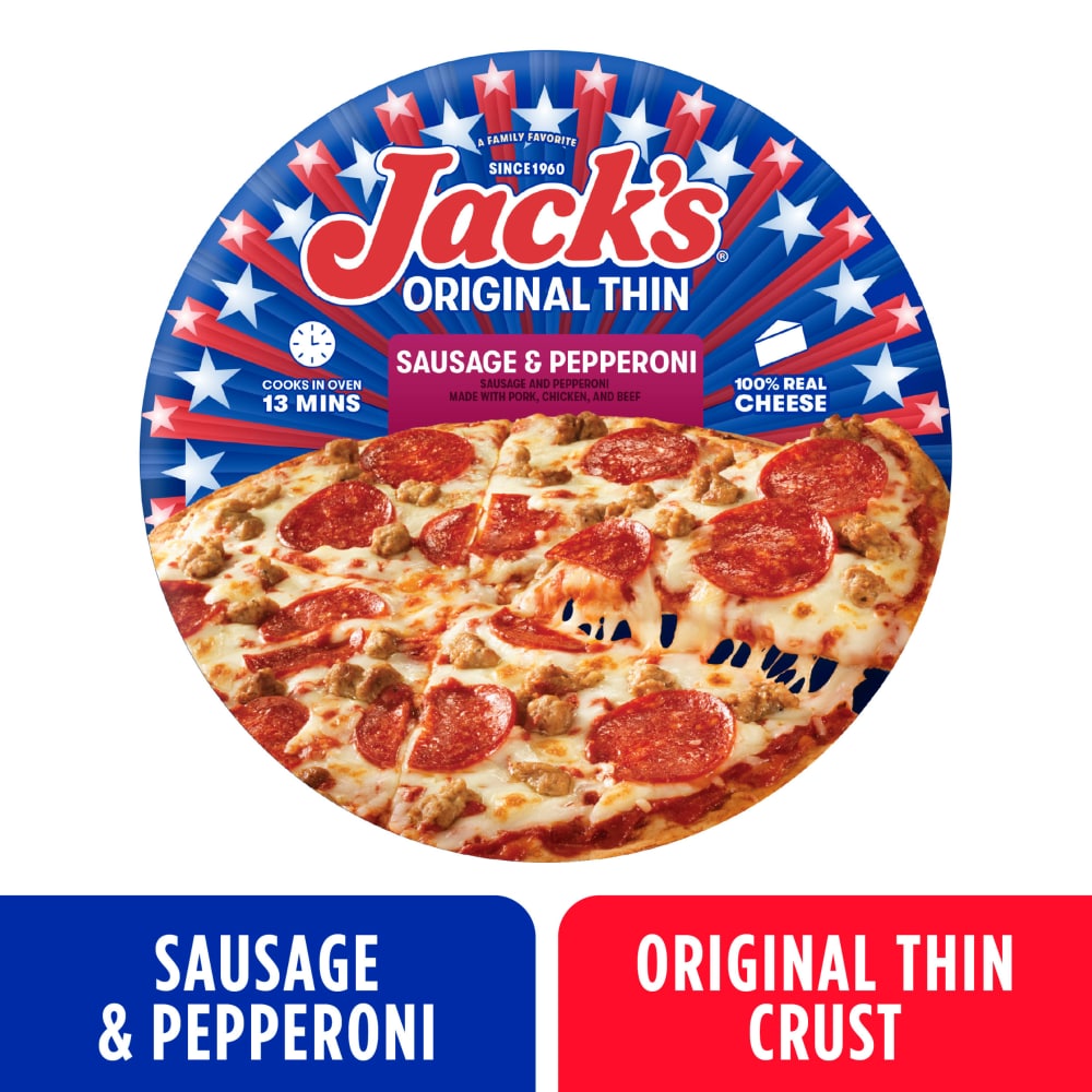 Jack’s Original Thin Crust Sausage and Pepperoni Frozen Pizza
