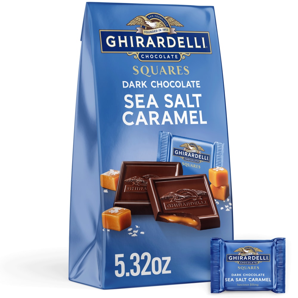Ghirardelli Dark Chocolate Sea Salt Caramel Squares Candy Bag