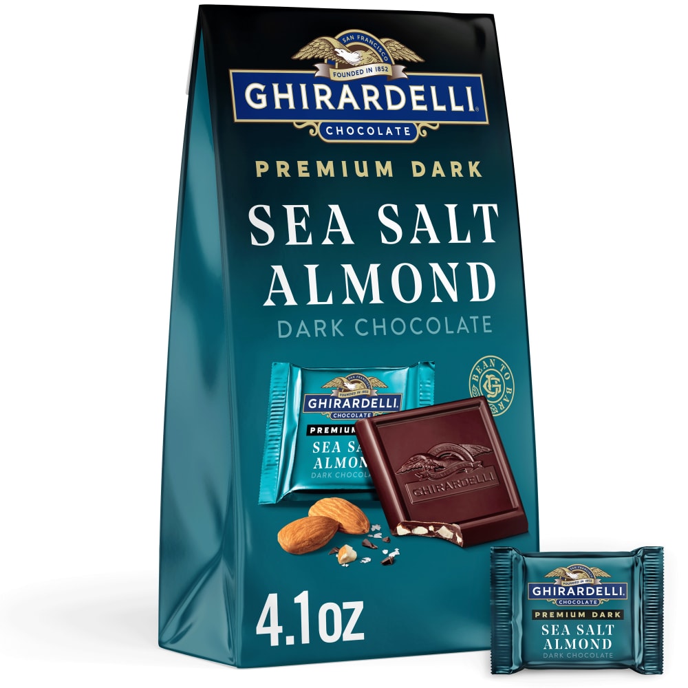 Ghirardelli PREMIUM DARK Sea Salt Almond Dark Chocolate SQUARES